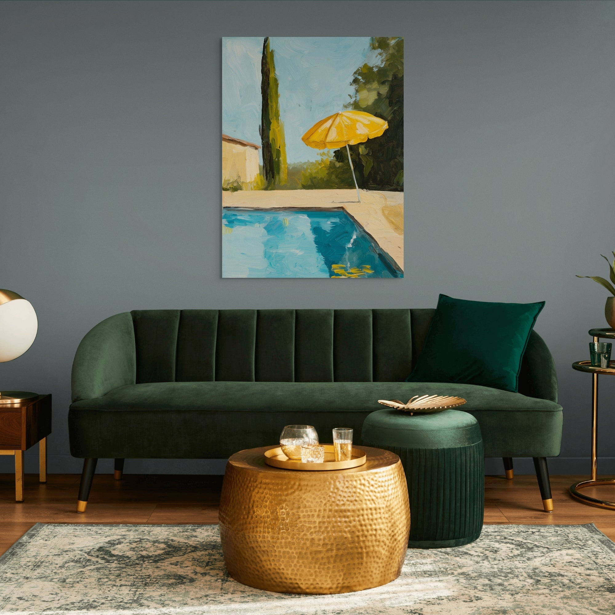 pool-day-hand-painted-wall-art-vertical-room-XL