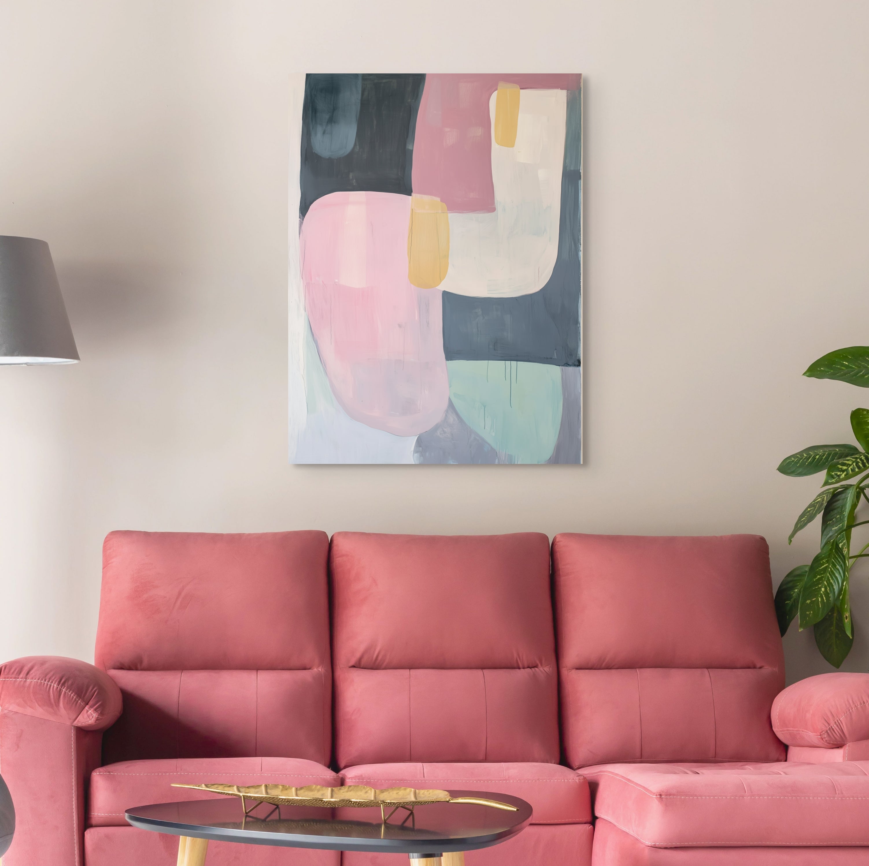 pink-lemonade-hand-painted-wall-art-vertical-room-M