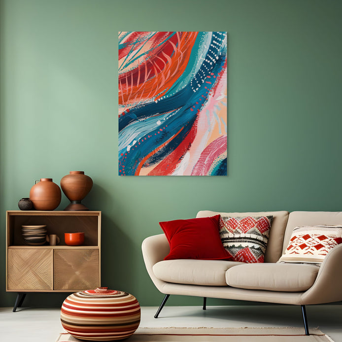 fabric-waves-hand-painted-wall-art-vertical-room-L